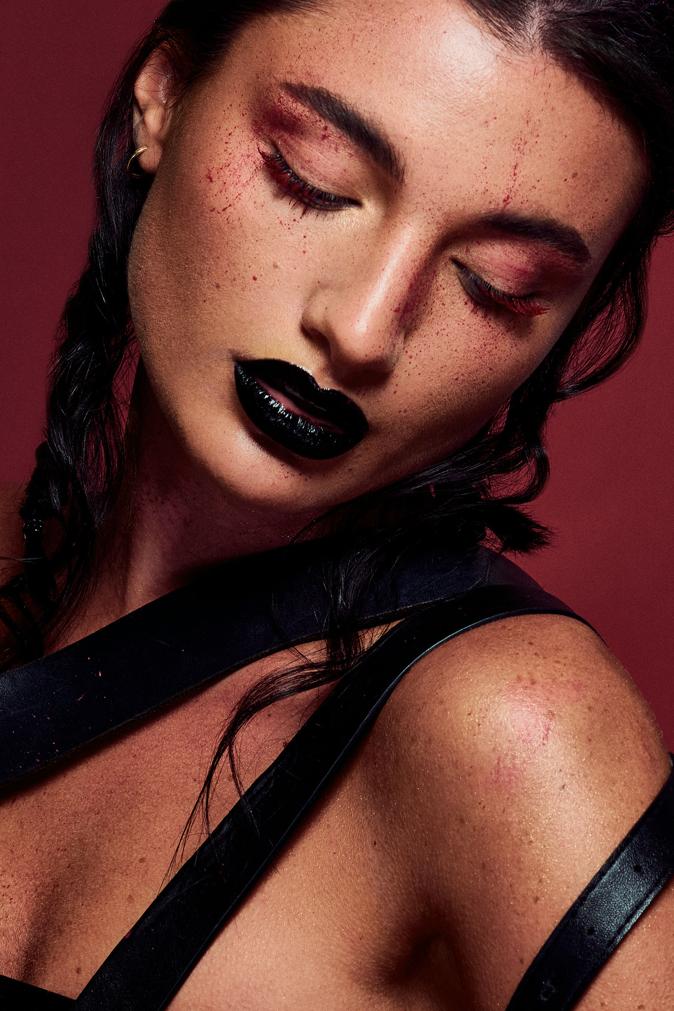 beauty photography portrait model with dramatic eye makeup